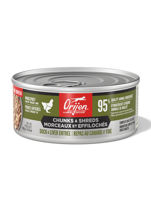 ORIJEN Morceaux et effiloch&eacute;s Repas au canard et foie